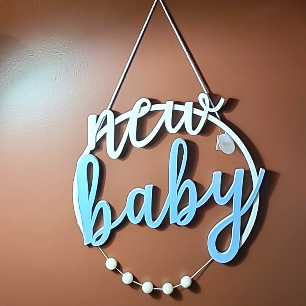 Mud Pie New Baby Blue Door Hanger